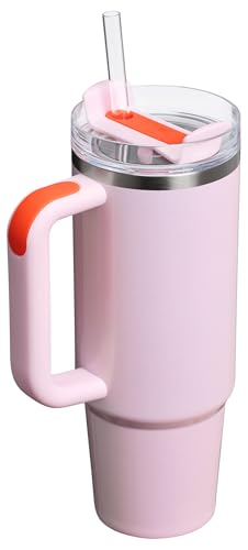 Stanley Quencher H2.0 Tumbler with Handle and Straw 30 oz | Flowstate 3-Position Lid | Cup Holder Compatible for Travel | Insulated Stainless Steel Cup | BPA-Free | Rose Petal Shimmer