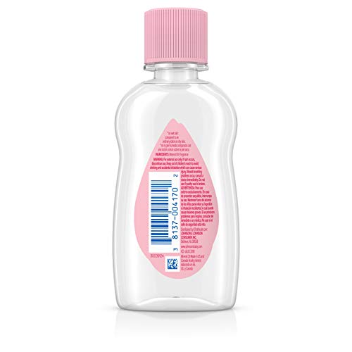 Johnson's Baby Oil, Pure Mineral Oil to Prevent Moisture Loss for Newborn, Kids, and Adults, Gentle and Soothing Baby Massage Oil, Dry Skin Relief, Hypoallergenic, Original Scent, 3 fl. oz