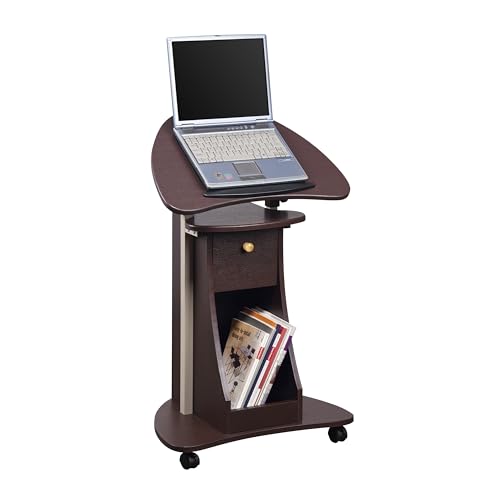 Techni Mobili Sit-to-Stand Rolling Adjustable Storage Medical Laptop Computer Cart, Chocolate, B005