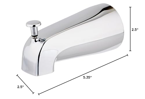 EZ-FLO 5-3/8 Inch Nose Diverter Tub Spout, 1/2 Inch IPS Connection, Chrome Finish, 15083