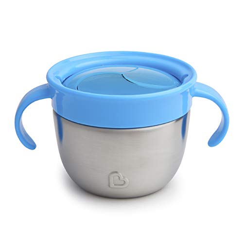 Munchkin® Snack+™ Stainless Steel Snack Catcher Cup with Lid, 9 Ounce, Blue, 1 Pack