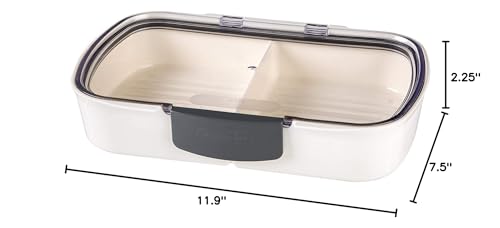 ProKeeper Split Deli Food Storage Container with Air-Tight Silicone Seal and Dry Erase Compatible Lid, 11.75