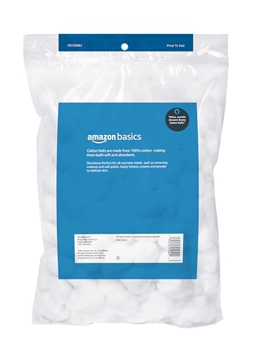 Amazon Basics Cotton Balls for Skincare, 200 Count (Previously Solimo)