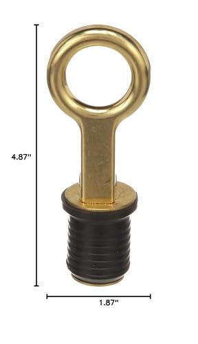 Attwood 7524A7 Snap-Handle Drain Plug, For 1-Inch-Diameter Drains, Locks in Place, Brass Handle, Rubber Plug