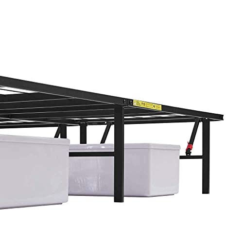 Amazon Basics Bed Frame with Storage, Foldable Metal Platform, Sturdy Steel, No Box Spring Needed, 14 inches High, Tool-Free Setup, Full Size, Black