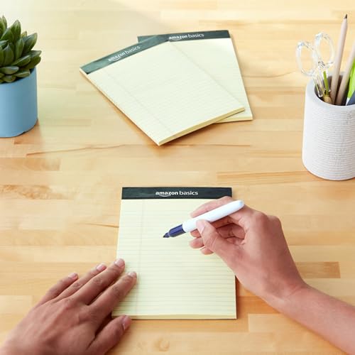 Amazon Basics Narrow Ruled Lined Writing Note Pad, 5 inch x 8 inch, Canary, 600 Count (12 Packs of 50)