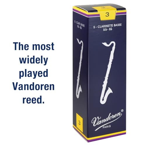 Vandoren CR123 Bass Clarinet Traditional Reeds Strength 3; Box of 5