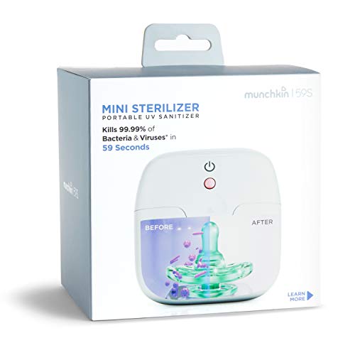 Munchkin Portable UV-C Cleaner for Pacifiers, Teethers and More, White