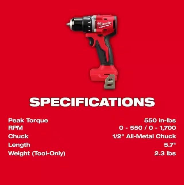 Milwaukee Electric - M18COMPACT BRUSHLESS 1/2 INCH Drill/Driver