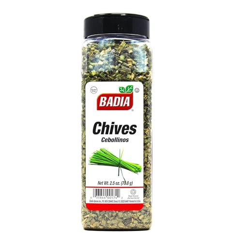Badia Dried Chives, 2.5 oz – Premium Air-Dried Chives – Fresh & Flavorful for Cooking, Soups, Salads, Eggs, Dips, and More – Sealed for Freshness