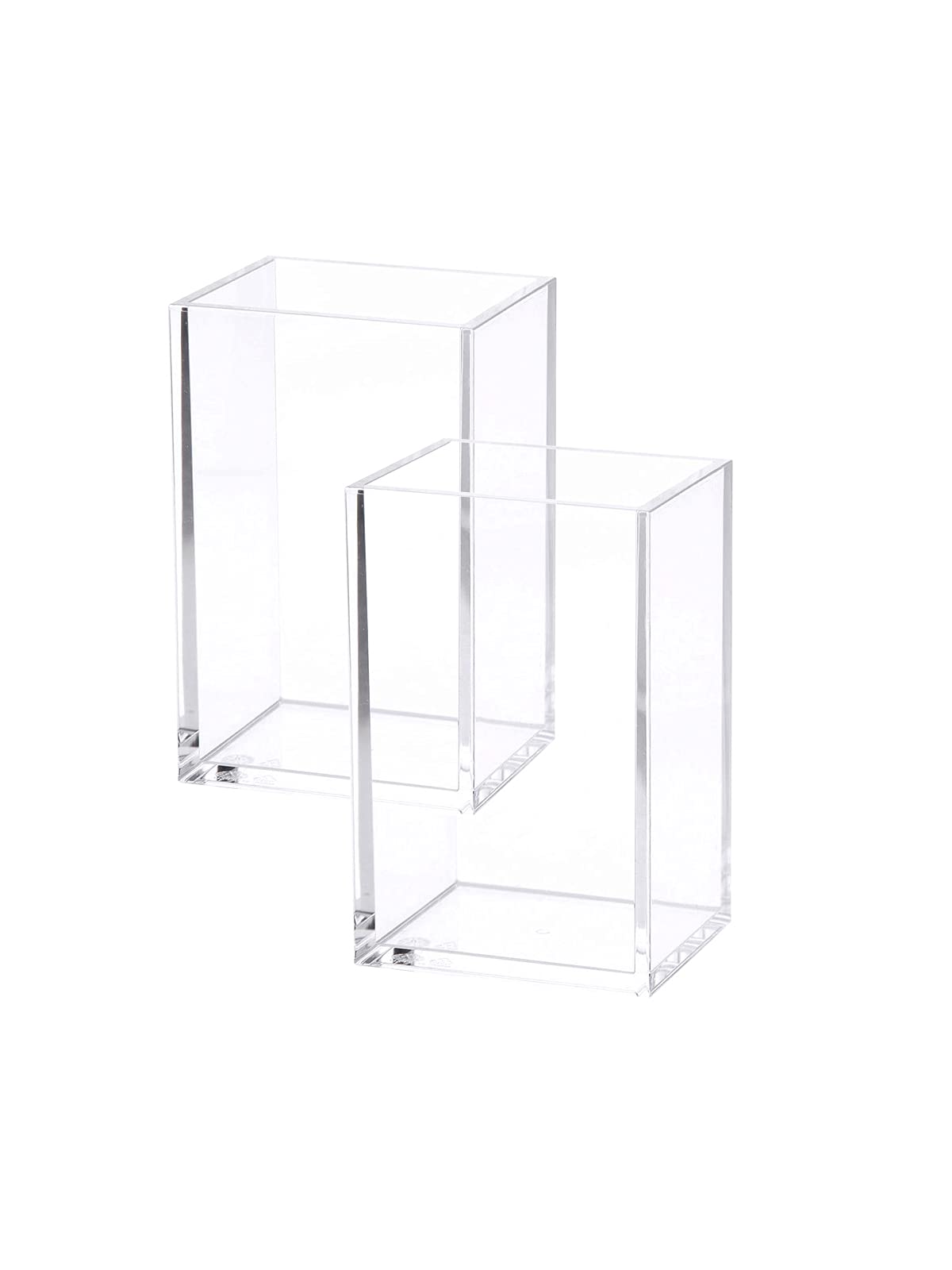 2 Pack Clear Acrylic Pencil Pen Holder Cup, Makeup Brush Holder Acrylic Desk Accessories