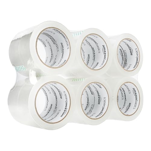 Amazon Basics Packing Tape for Heavy Duty Moving and Shipping. 1.88-Inch Wide x 109 Yards, Crystal Clear, 6-Pack