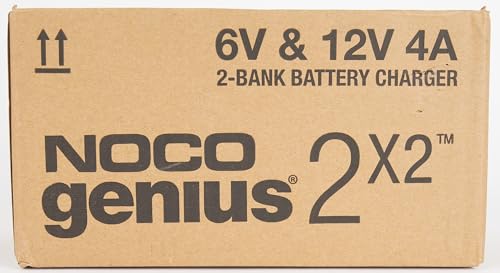 NOCO GENIUS2X2: 4A 2-Bank Smart Battery Charger (2A/Bank) - 6V/12V Automatic Maintainer, Trickle Charger & Desulfator with Overcharge Protection & Temperature Compensation – For Lead-Acid & Lithium