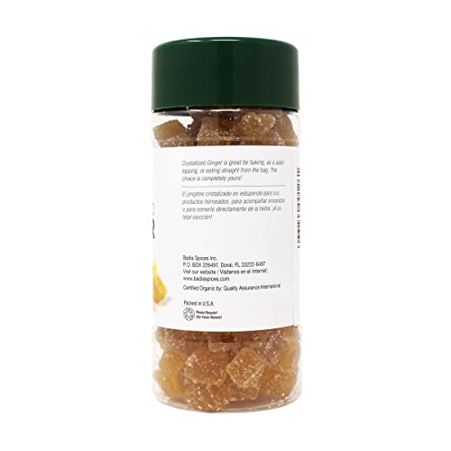 Badia Organic Crystallized Ginger, 10 Ounce, Dark Golden, (BA083)