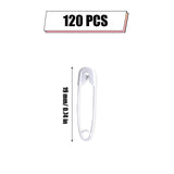 120pcs Safety Pins, 19mm Mini Safety Pins for Clothes Metal Safety Pin for Clothing Sewing Handicrafts Jewelry Making (White)