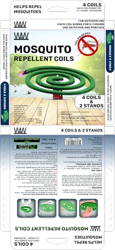 W4W Mosquito Repellent Coils - Outdoor Use Reaches Up to 10 feet - Each Burns for 5-7 Hours (Three Pack Contains 12 coils & 6 Stands)