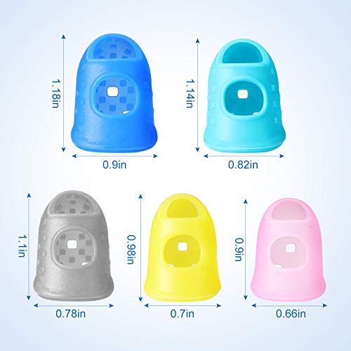 Zonon 20 Pieces Rubber Thimble Hand Sewing Silicone Finger Tips Protector Guard 5 Sizes Finger Pads Grips for Quilting Knitting Sorting Task Embroidery Paperwork Carving Handwork(Blue)