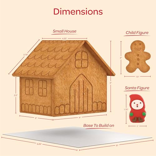 Gingerbread House kit [Set of 2] DIY Gingerbread House, Fun Holiday Activity for Kids, Ease Crafted Grooves Decor Kit of 2 Houses/4 ppl/Fondant/Snowflakes/Candies/Jellies/Beads/Buttons/Tray 30 Pcs Set