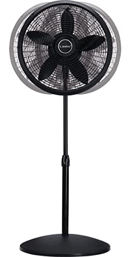 Lasko Pedestal Fan, Oscillating Fan for Bedroom with Adjustable Height and 3 Cooling Speeds, Portable, 18", Black, 1827