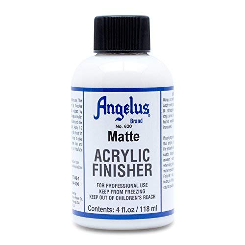 Angelus Matte Acrylic Finisher – Flexible Clear Coat for Leather Shoes, Bags, Jackets & Accessories, Matte Finish for Leather Craft & Restoration. No. 620-4 fl oz