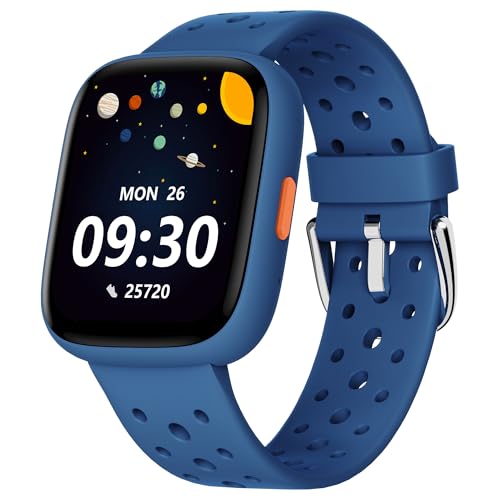 BIGGERFIVE Smart Watch for Kids No APP No Phone Needed, 1.8" Fitness Tracker Watch Pedometer, Heart Rate, Sleep Monitor, IP68 Waterproof, Step Counter, Puzzle Games for Girls Boys Teens 5-16, Blue