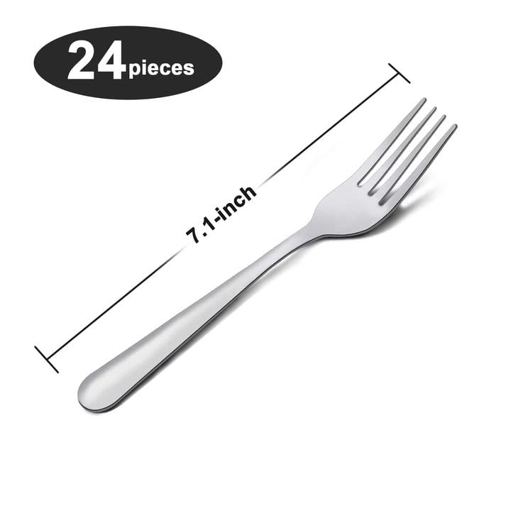 24 Pieces Dinner Forks Set (7.1 inch), Unokit Silver Stainless Steel Dinner Forks Set of 24, Forks Silverware, Flatware Forks for Home, Kitchen or Restaurant - Mirror Polished, Dishwasher Safe