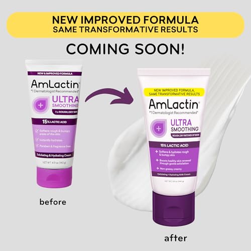 AmLactin Ultra Smoothing - 4.9 oz Body & Hand Cream with 15% Lactic Acid - Exfoliator and Moisturizer for Rough and Bumpy Dry Skin (Packaging May Vary)
