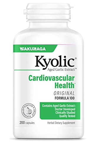 Kyolic Aged Garlic Extract Formula 100, Original Cardiovascular, 200 Capsules (Packaging May Vary)