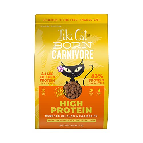 Tiki Cat Born Carnivore High Protein, Chicken, Herring & Salmon Meal, Grain-Free Baked Kibble to Maximize Nutrients, Dry Cat Food, 5.6 lbs. Bag