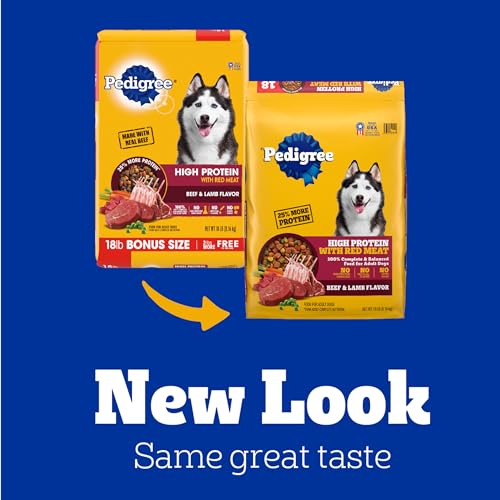 Pedigree High Protein Adult Dry Dog Food, Beef and Lamb Flavor, 18 lb. Bag