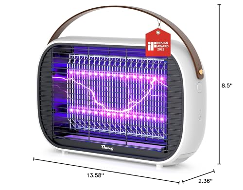 Buzbug LED Bug Zapper Outdoor Indoor, 10 Years Lifespan Lamp, Rechargeable 5200mAh Battery, Portable Camping Fruit Fly Mosquito Moth Gnat Wasp Trap, Killer, Zapper -MA015C (White)