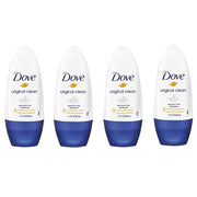 Dove Original Clean Roll On Deodorant, Aluminum Free, All Day Odor Protection, 4-Pack, 1.7 FL Oz Each, 4 Bottles
