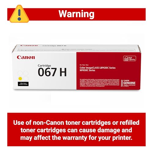 Canon Genuine 067 Yellow Toner Cartridge High Capacity Compatible with LBP633Cdw, LBP632Cdw, MF652Cdw, MF653Cdw, MF654Cdw, MF656Cdw
