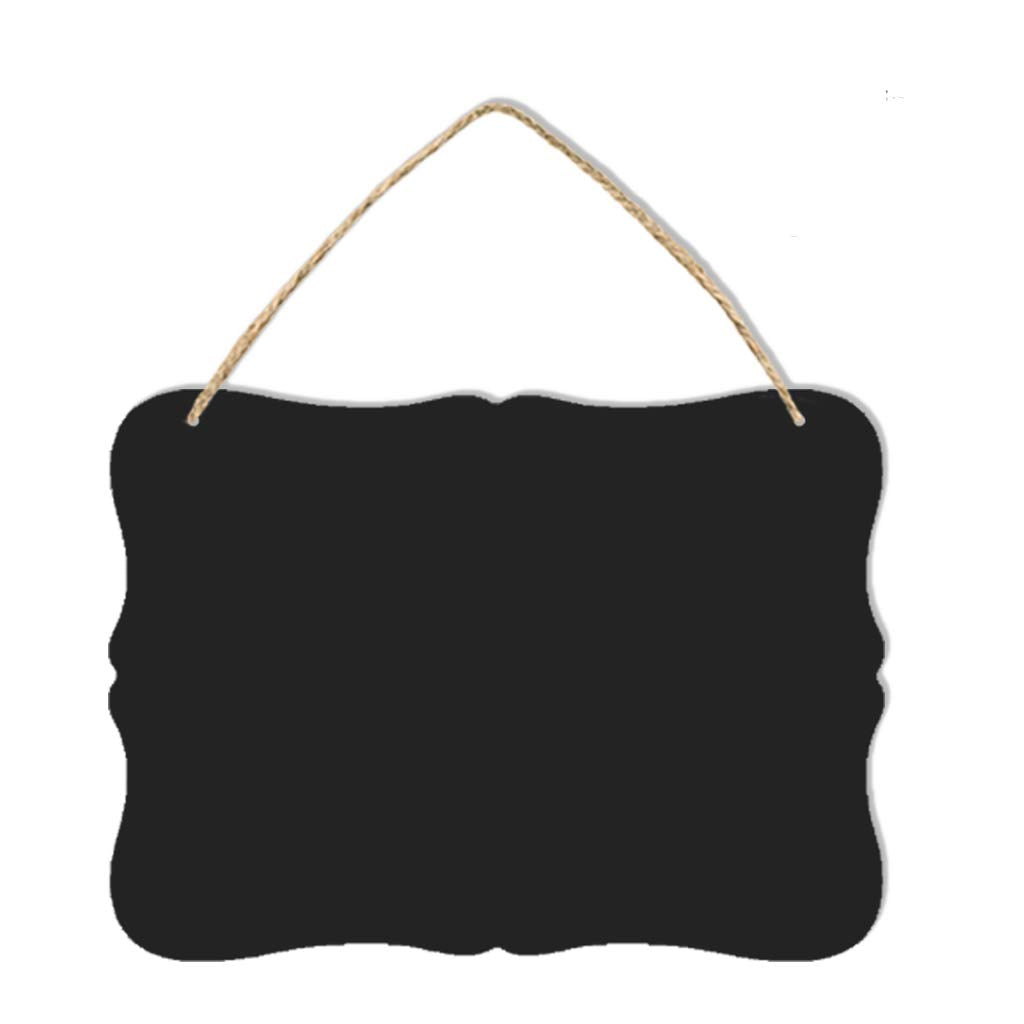Wooden Double Sided Hanging Chalkboard Signs,Memo Message Sign, Vintage Erasable Message Board Sign with Hanging String for Wedding Kitchen Home Party Decoration (Rectangle 03)