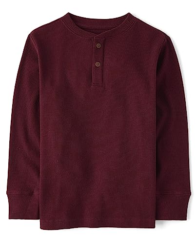 The Children's Place Boys' Long Sleeve Thermal Henley Shirt, Straw, Small