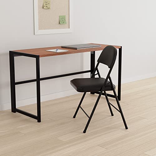 Amazon Basics Comfortable Vinyl-Padded Metal Steel Folding Chairs, Black, 4-Pack