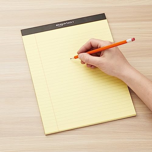 Amazon Basics Narrow Ruled Lined Writing Note Pad, 5 inch x 8 inch, Canary, 600 Count (12 Packs of 50)