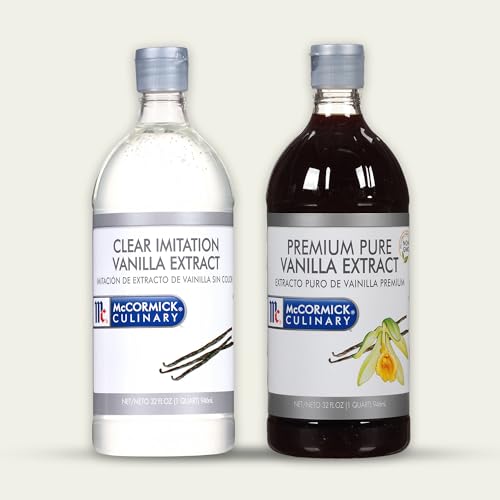 McCormick Culinary Clear Imitation Vanilla Extract, 32 fl oz - One 32 Fluid Ounce Bottle of Clear Vanilla Flavoring for Baking, Perfect in Baked Goods, Frostings, Custards and Desserts
