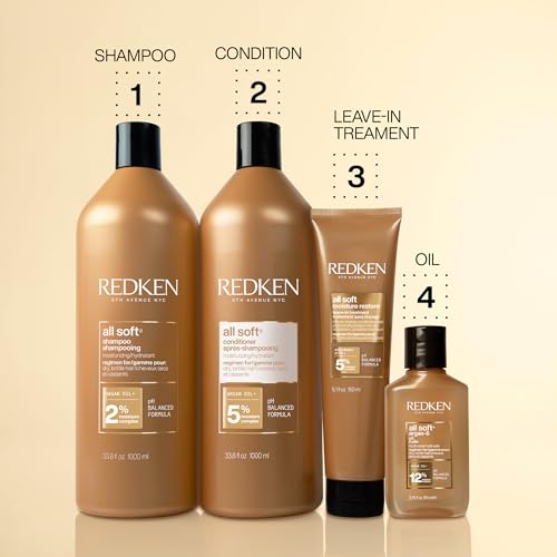 Redken All Soft Conditioner | Moisturizes and Deeply Hydrates| Softens, Smooths, and Adds Shine| Nourishing Conditioner for Dry Hair | Safe for Color-Treated Hair | With Argan Oil