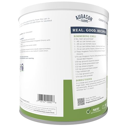 Augason Farms Dehydrated Chopped Onions Can, Emergency Food Supply, Everyday Meals, 130 Servings
