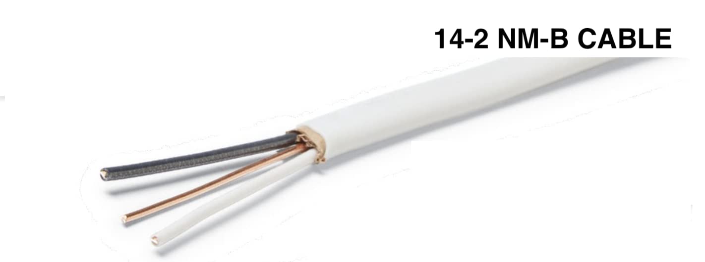 25 Feet 14/2 Type NM-B Copper. #14 AWG, 2 Conductors with Ground. Insulated Jacket White