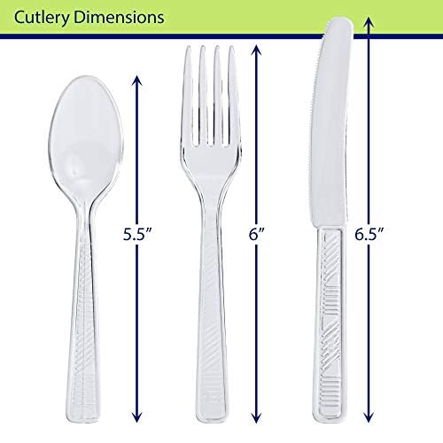 Party Dimensions 300 Count Plastic Cutlery Combo Box, Disposable Clear Plastic Silverware Utensils Set, 100 Forks, 100 spoons, 100 knives
