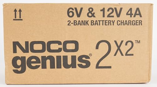 NOCO GENIUS2X2: 4A 2-Bank Smart Battery Charger (2A/Bank) - 6V/12V Automatic Maintainer, Trickle Charger & Desulfator with Overcharge Protection & Temperature Compensation – For Lead-Acid & Lithium