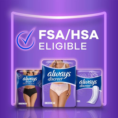 Always Discreet Adult Incontinence Underwear for Women and Postpartum Underwear, Large, Up to 100% Bladder Leak Protection, 28 Count