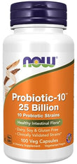 NOW Supplements, Probiotic-10™, 25 Billion, with 10 Probiotic Strains, Dairy, Soy and Gluten Free, Strain Verified, 100 Veg Capsules