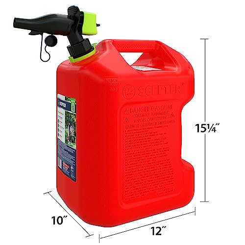 Scepter FR1G252 Fuel Container with Spill Proof Smart Control Spout with Bonus Spout Extender, Red Gas Can, 2 Gallon