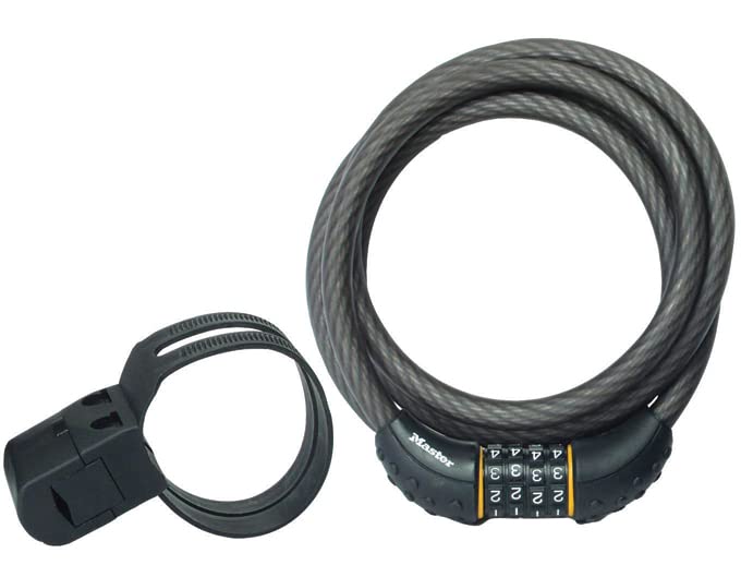 Master Lock Cable Lock, Set Your Own Combination Bike Lock, 6 ft. Long, Black, 8122D
