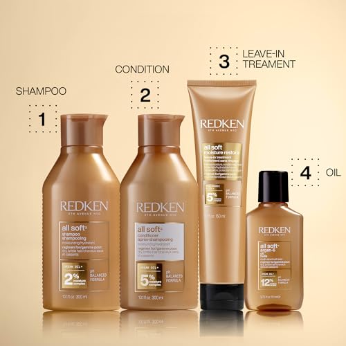 Redken All Soft Conditioner | Moisturizes and Deeply Hydrates| Softens, Smooths, and Adds Shine| Nourishing Conditioner for Dry Hair | Safe for Color-Treated Hair | With Argan Oil