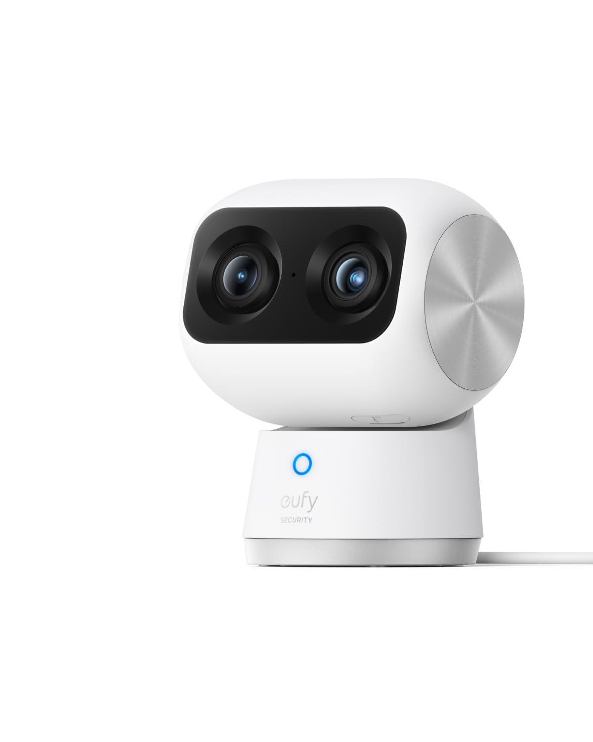 كاميرا eufy Security Indoor Cam S350، كاميرات مزدوجة، كاميرا أمان بدقة 4K UHD مع تقريب 8x، كاميرا 360 درجة، جهاز مراقبة الأطفال، كاميرا الحيوانات الأليفة، كشف الإنسان/الحيوانات الأليفة، تتبع الذكاء الاصطناعي، شبكة Wi-Fi 2.4G/5G، توصيل مباشر