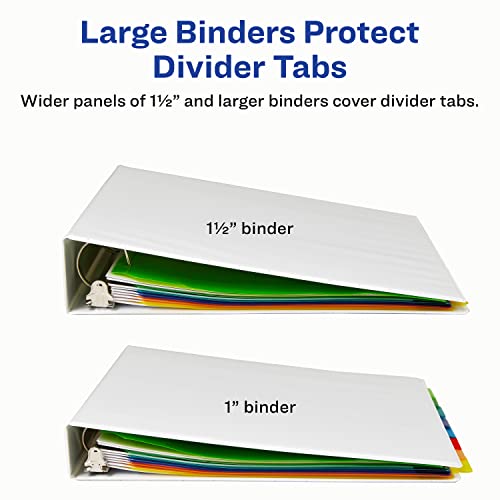 Avery Insertable Plastic Dividers for 3 Ring Binders, 8 Tabs per Set, Big Tabs, Two Pockets, Multicolor Binder Dividers, Works with Sheet Protectors (11903)